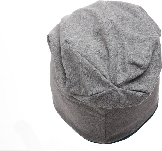 Maximo Dětská čepice tenká Beanie oboustranná šedá/zelená