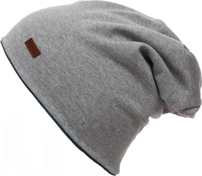 Maximo Dětská čepice tenká Beanie oboustranná šedá/zelená