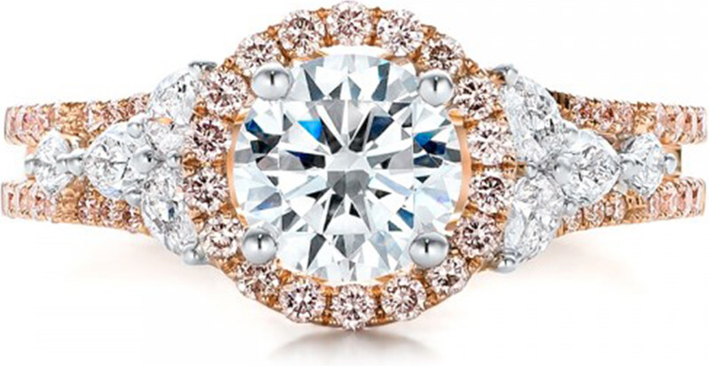 Olivie Růžově zlacený stříbrný prsten 3365