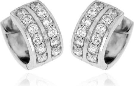 Zlatnictví U Kostela Stříbrné náušnice kroužky s třpytivými zirkony AE3844