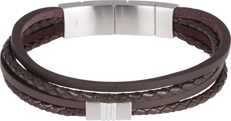 FOSSIL Náramek tmavě hnědá / stříbrná