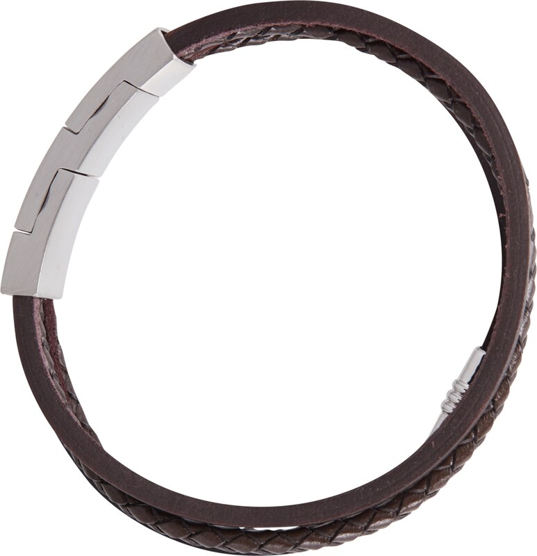 FOSSIL Náramek tmavě hnědá / stříbrná