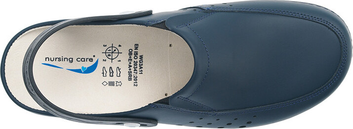 Nursing Care BERLIM WG4AP03 pracovní kožená pratelná obuv s certifikací unisex s páskem tmavě modrá
