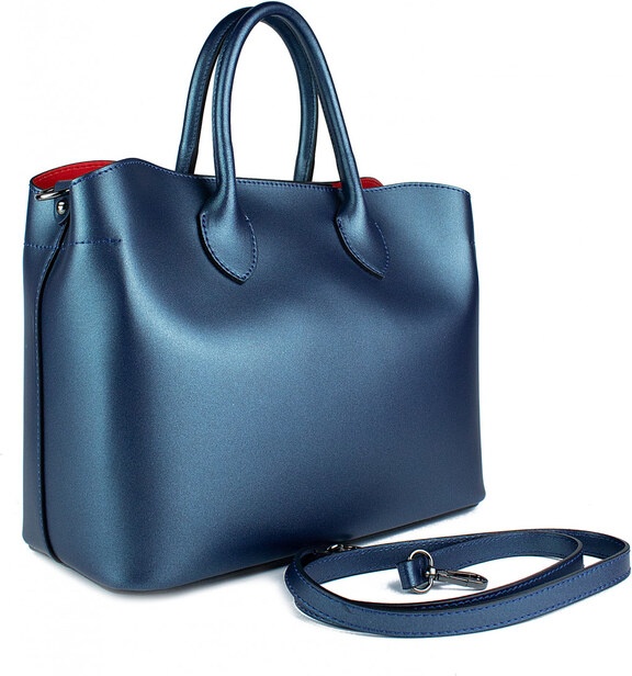 GIOSTRA Italská kožená kabelka Erica Tmavě modrá