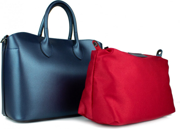 GIOSTRA Italská kožená kabelka Erica Tmavě modrá