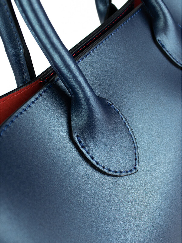 GIOSTRA Italská kožená kabelka Erica Tmavě modrá