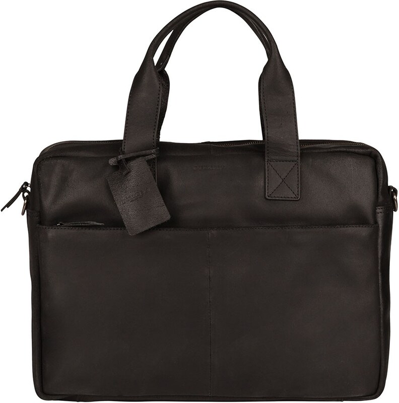 Kožená taška na notebook Burkely River - černá