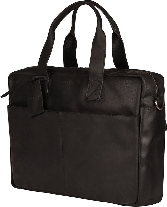 Kožená taška na notebook Burkely River - černá