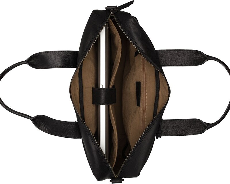 Kožená taška na notebook Burkely River - černá