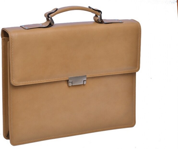 Kabelky od Hraběnky Kožená ručně šitá pánská aktovka SIDON - česká výroba; béžová