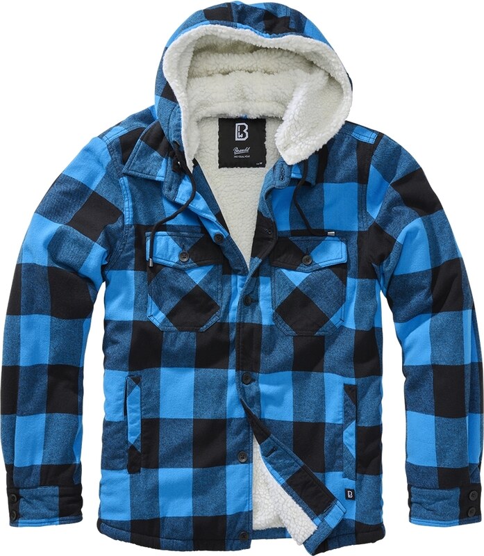Bunda Brandit Lumberjacket Hooded - modrá-černá, L