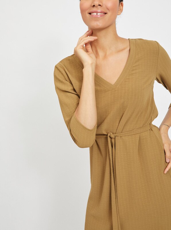 Khaki šaty se zavazováním VILA Lovie - Dámské