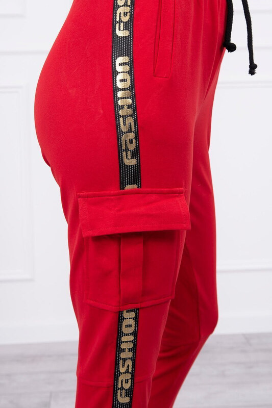 MladaModa Kalhoty Cargo Fashion červené