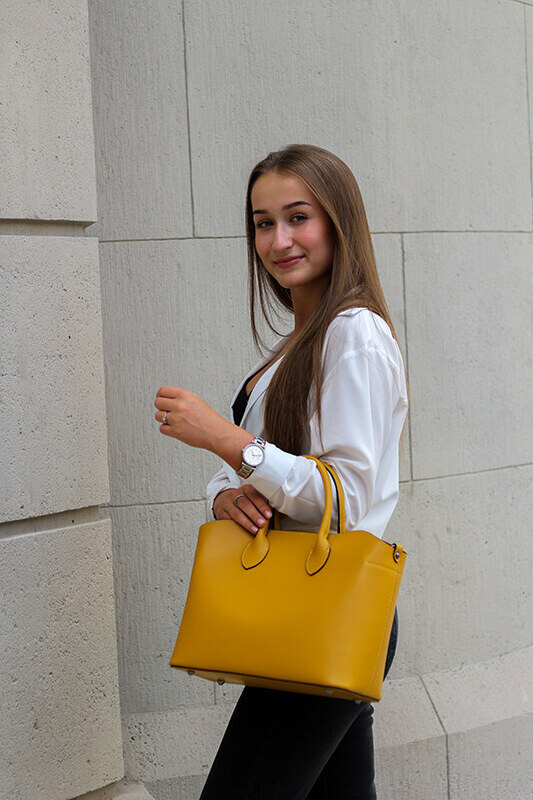 GIOSTRA Italská kožená kabelka Erica Tmavě modrá