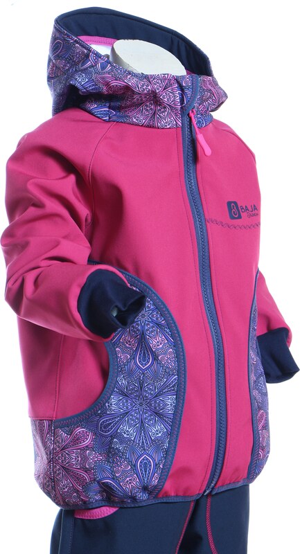 BajaDesign softshellová bunda pro holky, růžová + fialové mandaly