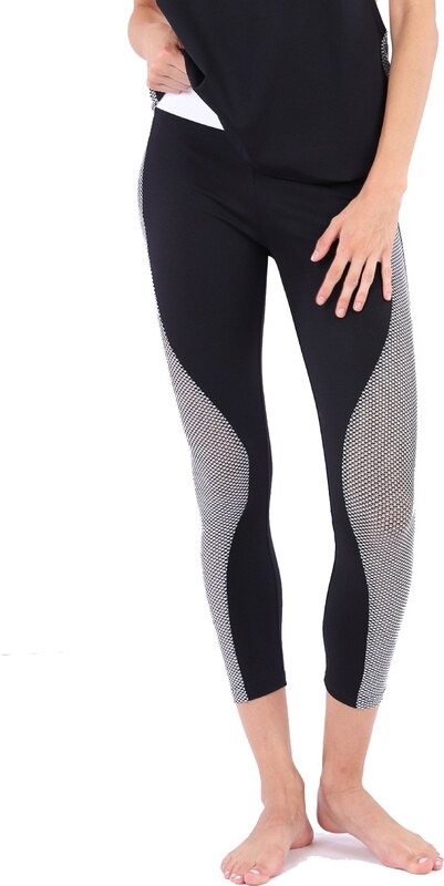 Sportovní Legíny Freddy D.I.W.O. Pro - Made In Italy - 7/8 - Střední pas - Černá/Bílá