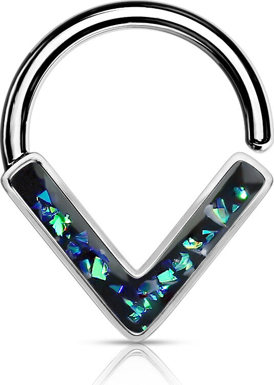 Atreya Rozevírací septum do špičky s glitrovým opálem