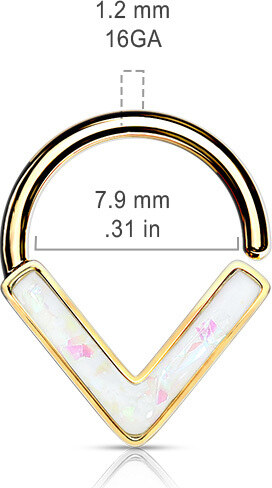 Atreya Rozevírací septum do špičky s glitrovým opálem