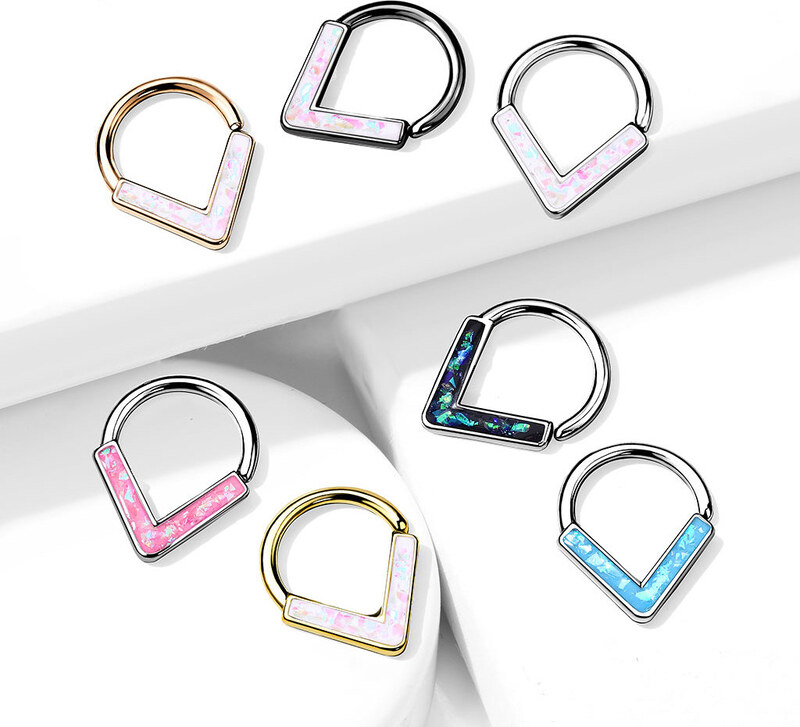 Atreya Rozevírací septum do špičky s glitrovým opálem