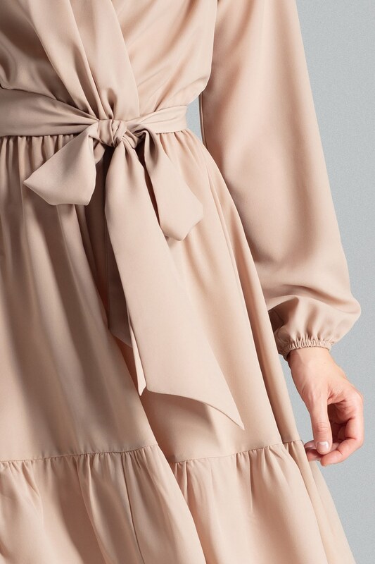 LENITIF Elegantní volánkové šaty Béžová