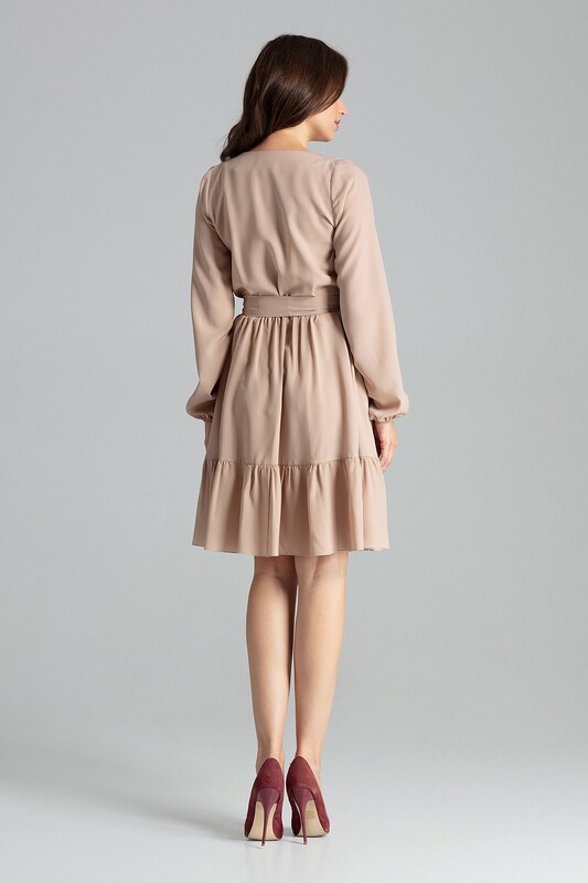 LENITIF Elegantní volánkové šaty Béžová