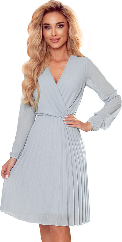 NUMOCO Šedé šifónové šaty CAMILLA Šedá