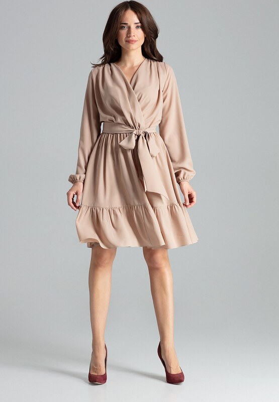 LENITIF Elegantní volánkové šaty Béžová