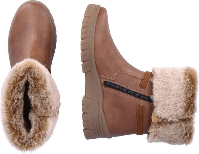 Módní kotníková obuv s kožíškem Remonte D0E70-22 hnědá