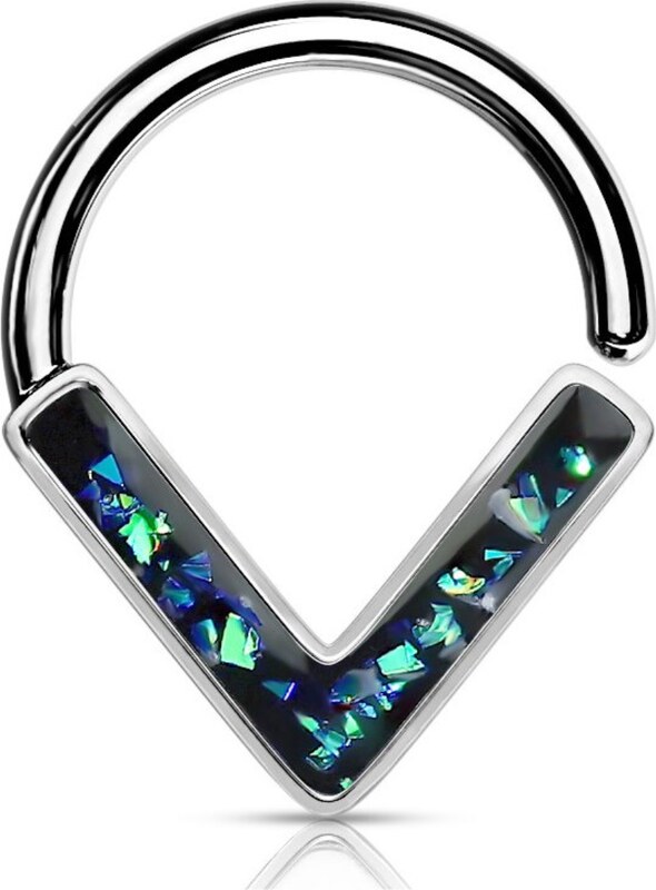 Atreya Rozevírací septum do špičky s glitrovým opálem