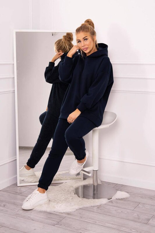 MladaModa Zateplená tepláková souprava s kapucí model 9311 barva námořnická modrá