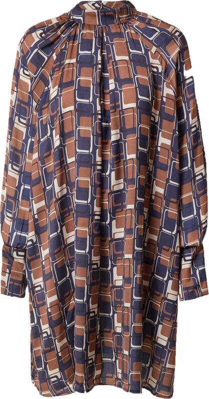 LTB Šaty 'NIFODO' námořnická modř / hnědá / černá / bílá