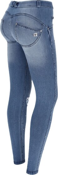 Freddy džíny Wr.Up SNUG se zdobením - Normální pas - Světle modré