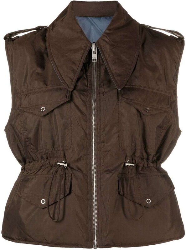 GANNI sleeveless drawstring gilet - Brown