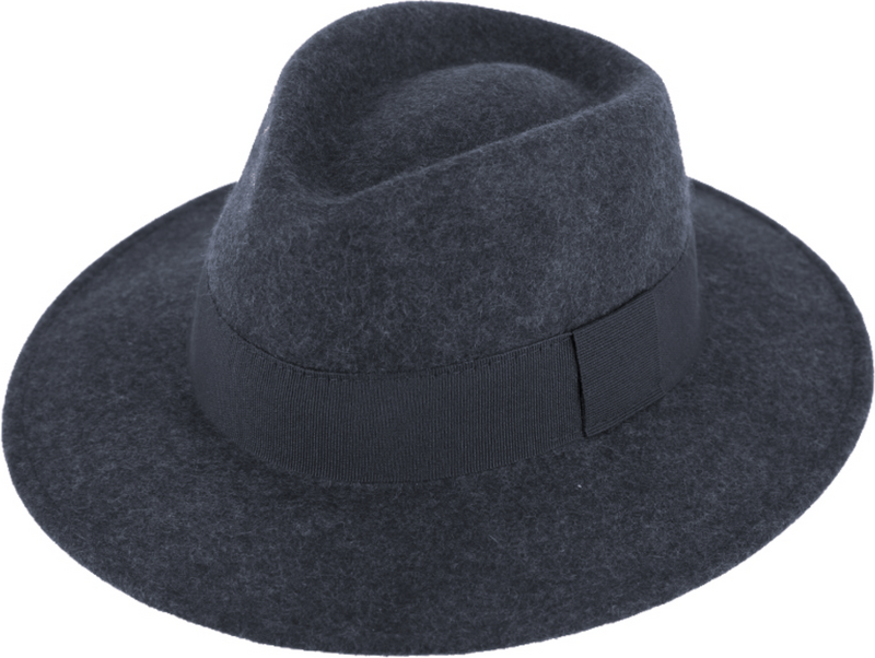 Fiebig Zimní plstěný klobouk - modrý melanž s hedvábnou stuhou