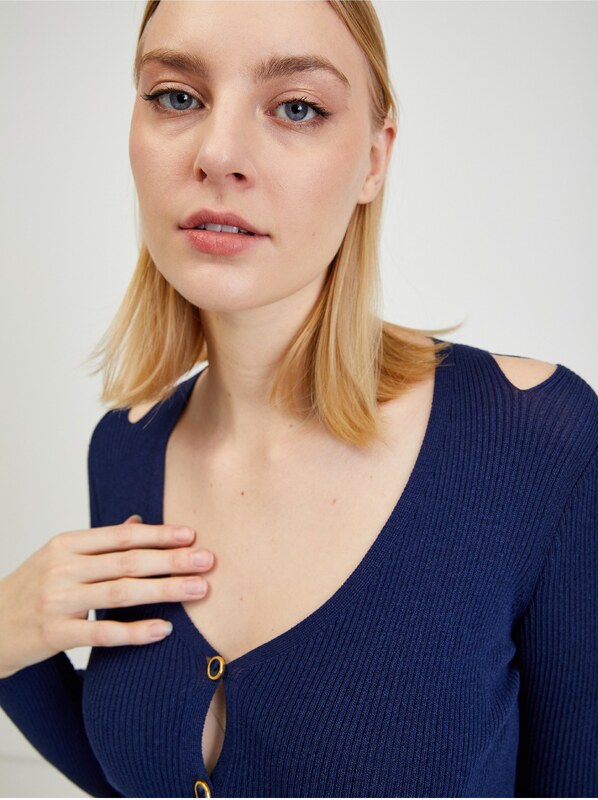 Tmavě modrý dámský kardigan s průstřihy ORSAY - Dámské