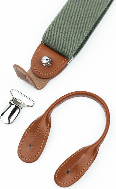 Bubibubi Zelená sada Sage green pro tátu a syna s motýlky a kšandami