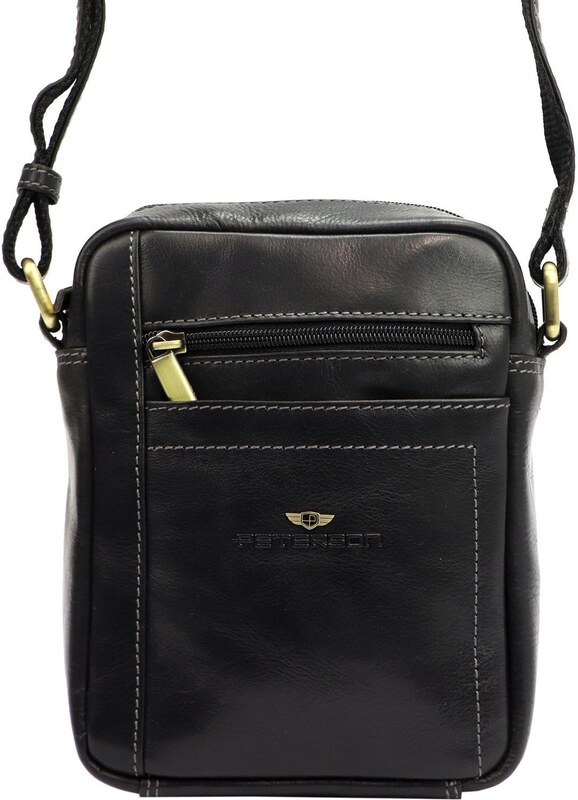 Pánská kožená taška přes rameno Peterson PTN TB-117-COM černá