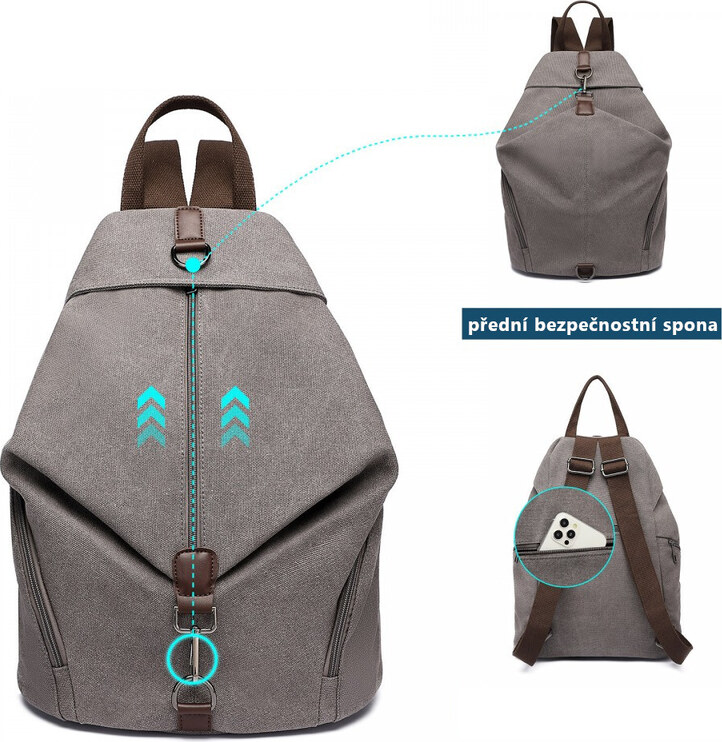 Kono plátěný batoh canvas 10 l šedý EB2044