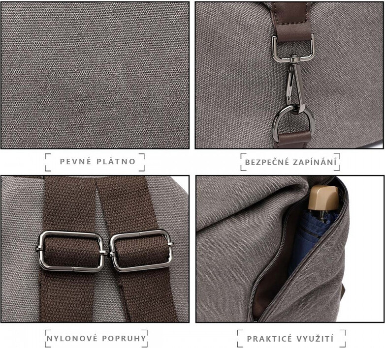 Kono plátěný batoh canvas 10 l šedý EB2044