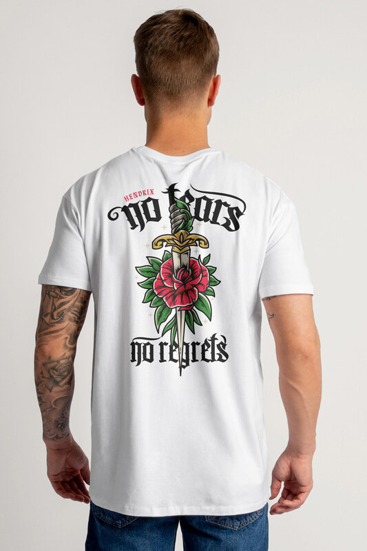 Tričko, Barva Bílá, s Potiskem No Regrets