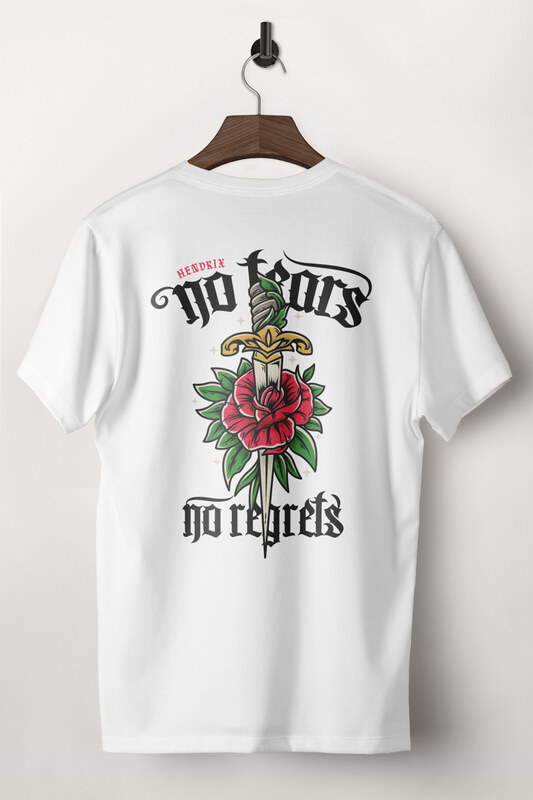 Tričko, Barva Bílá, s Potiskem No Regrets