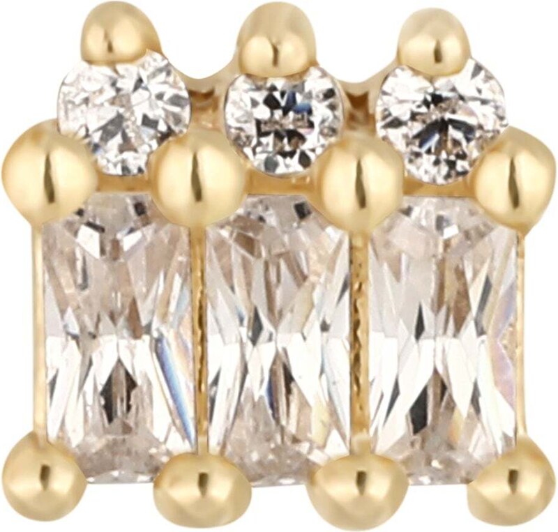 Buddha jewelry Bezzávitová koncovka piercingu Excess ze 14 kt zlata 585/1000 se zirkony