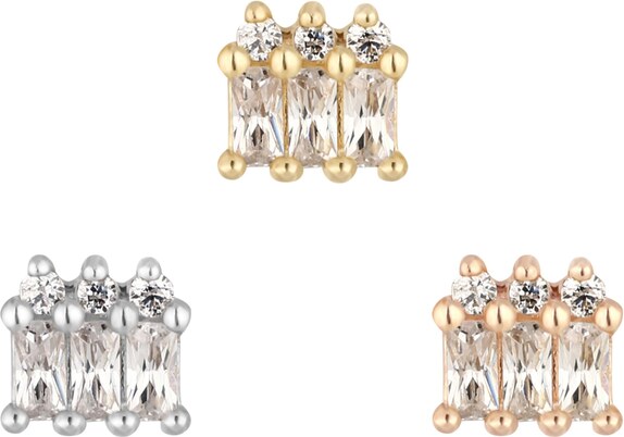 Buddha jewelry Bezzávitová koncovka piercingu Excess ze 14 kt zlata 585/1000 se zirkony