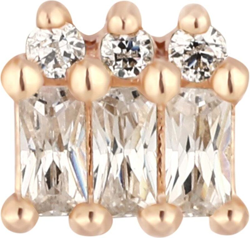 Buddha jewelry Bezzávitová koncovka piercingu Excess ze 14 kt zlata 585/1000 se zirkony