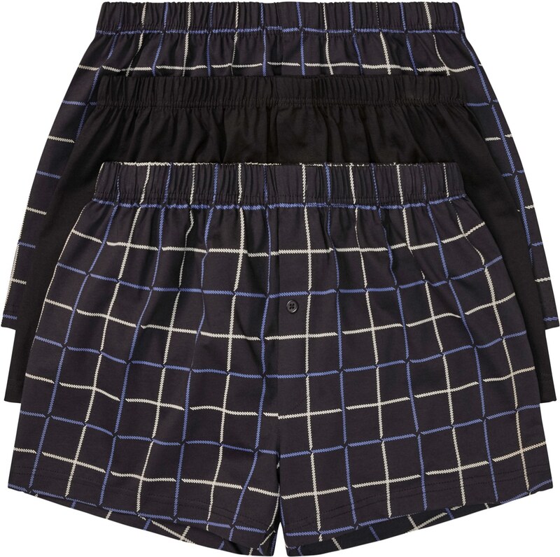 bonprix Volné žerzejové boxerky z bavlny (3 ks v balení) černá Muž