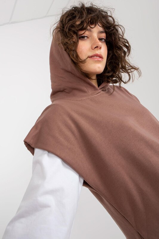 MladaModa 3-dílný komplet mikiny, halenky a tepláků model 76464 barva cappuccino