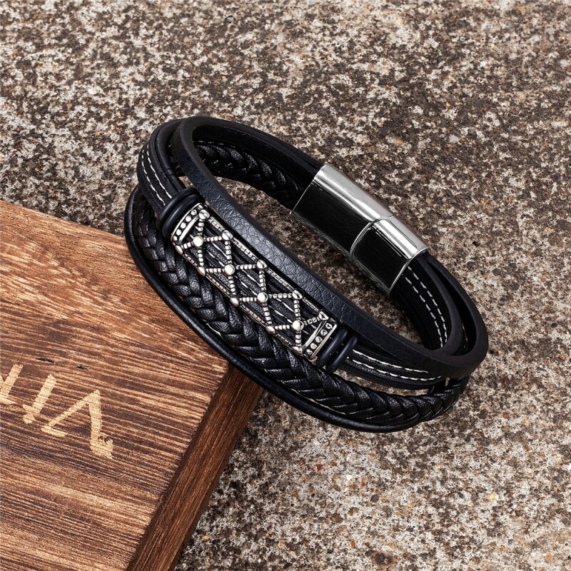 Daniel Dawson Pánský náramek Frederik, chirurgická ocel, kůže