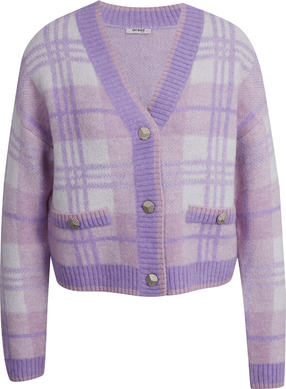 Orsay Světle fialový dámský károvaný kardigan - Dámské