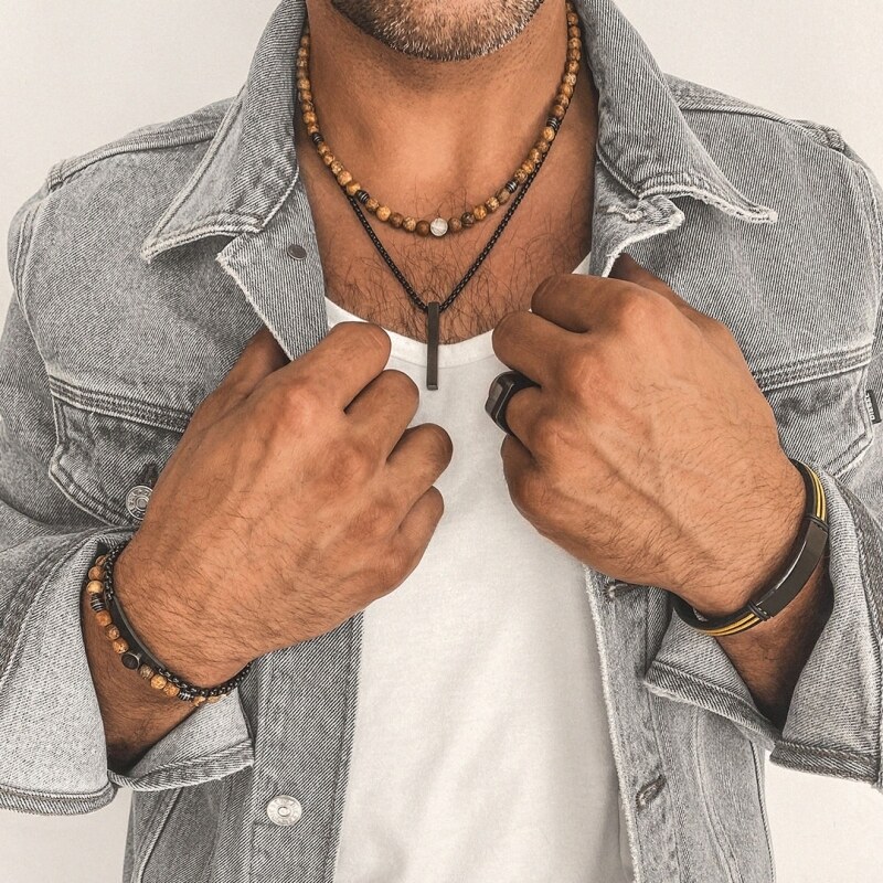 Manoki Pánský ocelový náhrdelník Alessio Black