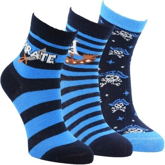 Dětské barevné bavlněné vzorované ponožky piráti RS